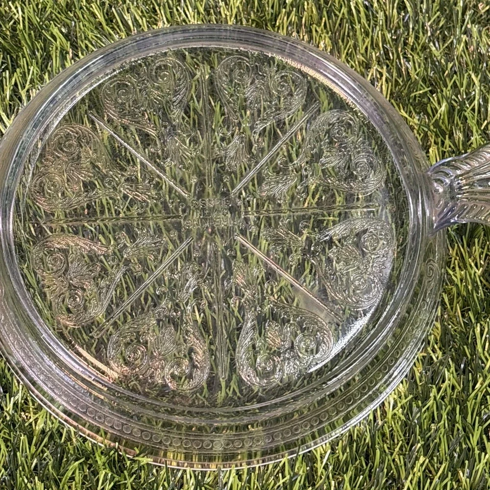 Fire-King Clear Glass‎ Scroll Pattern 3-Piece Bowl & Pie Plate Lot Vintage